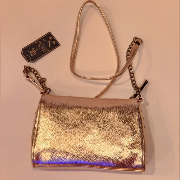 Gold Metallic y2k Studded Crossbody Purse New - Picture 2 of 10